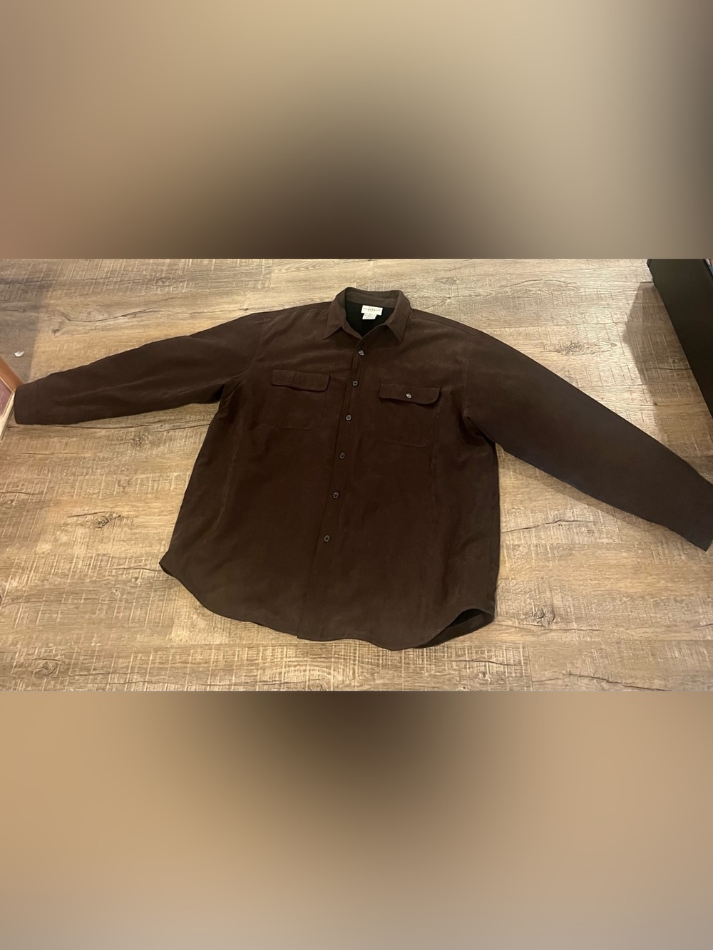 Knightsbridge Men's xl Brown Button-Up Jacket Coat suede fleece lined